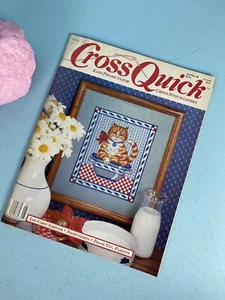 Cross Quick Easy Projects Cross Stitch Magazine Apr/May 1989 Sampler Cat - Picture 1 of 8