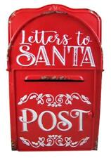 Distressed Hand Painted Red Metal Letters To Santa Mail Post Box 15 1/4 Inch