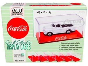 6 COLLECTIBLE DISPLAY CASES RED BASES COCA-COLA SLOGANS 1/64 AUTO WORLD AWDC022 - Picture 1 of 1