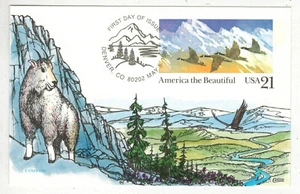 1989 COLLINS HANDPAINTED POSTAL UX131 CANADA GEESE IN FLIGHT AMERICA BEAUTIFUL - Picture 1 of 1