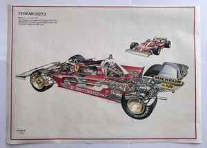 Vintage Ferrari 312 T3 Fast Racing Car Automobile Art Drawing Cutaway Germany - Picture 1 of 8