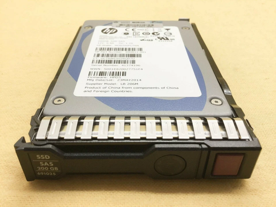 690825-B21 HP 200GB 6G SAS 2.5inch Enterprise Mainstream MLC SSD 691025-001 inc. - Image 1 of 1