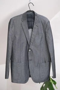 Corneliani Luxus Herren Grau Leinen & Baumwolle Blazer Sakko Gr. 52R Made in Italy - Bild 1 von 15