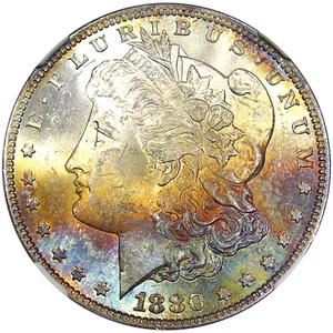 1880-S $1 NGC MS63 MORGAN ~ EXQUISITE RAINBOW OBVERSE! - Picture 1 of 5