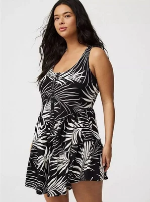 Mameluco coqueto para mujer Torrid cuello redondo tropical talla 1 (14/16) nuevo con etiquetas negro blanco Foto 1 de 4