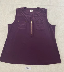Anne Klein Top Damen XL lila klassisch ärmellos Reißverschluss Fronttaschen Freizeit - Bild 1 von 8