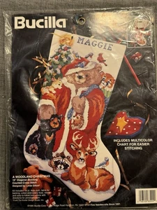 Bucilla gezähltes Kreuz Strumpf Kit "A Woodland Christmas" 83224 Neu in Verpackung Linda Gillum - Bild 1 von 5