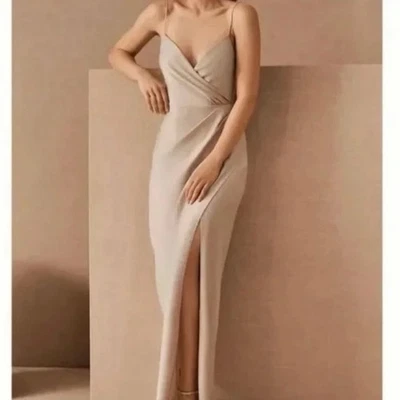 BHLDN Freya Satin Charmeuse Bridesmaid Dress in Champagne Sz 2 NWT Anthropologie - Image 1 of 4