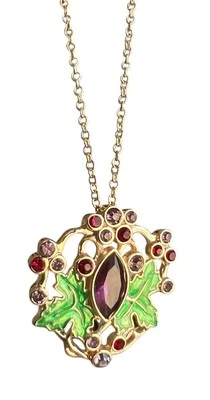 COLGANTE LOUIS COMFORT INSPIRADO EN TIFFANY TONO DORADO Hojas de Uvas Verde Púrpura Nuevo con Etiquetas Foto 1 de 4