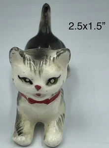 Vintage Japanese Porcelain Tabby Kitty Cat Knickknack Figurine Tchotchke 2.5x1.5 - Picture 1 of 7