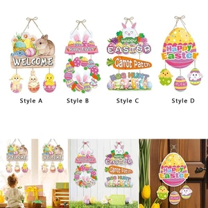 Easter Hanging Sign Welcome Sign Easter Theme Sign Plaque Decorative Hanging - Picture 1 of 21