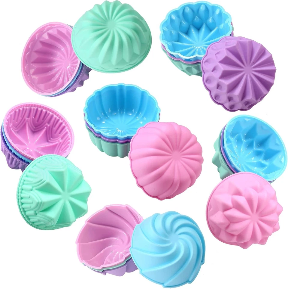 Hornear cupcakes de silicona para encontrar 3,15" x 1,46", azul/verde/rosa/púrpura  Foto 1 de 4