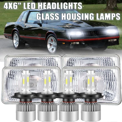 Fit Chevrolet Monte Carlo SS 1980-1988 4PCS 4x6" LED Headlights HI/LO Beam H4 — 第 1/4 张图片