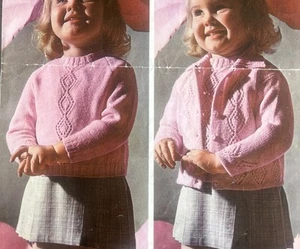 #21 girls vintage style cardigan/ jumper 3 ply knitting pattern 22” chest - Picture 1 of 2