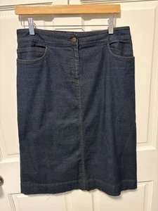 Eileen Fisher dunkle Waschung Midi gerade Denim Jeans Damen Rock Größe S Small - Bild 1 von 5
