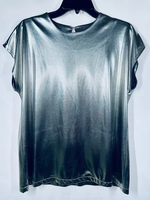 Blusa ajustada plateada sin mangas grande vintage para mujer sin marca cierre trasero Foto 1 de 4