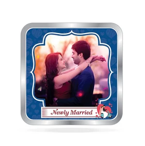Moneda cuadrada de plata personalizada con sello BIS para pareja de recién casados 10 gm I2 - Imagen 1 de 5
