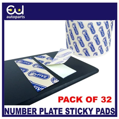 EU AUTOPARTS LTD 32x NUMBER PLATE STICKY PADS STICKERS LICENSE PLATE HOLDER EXTRA STRONG ADHESIVE