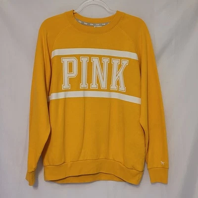 Victoria's Secret Rosa Mujer Dorado Amarillo Gráfico Sudadera Calce Suelto Talla S Foto 1 de 4