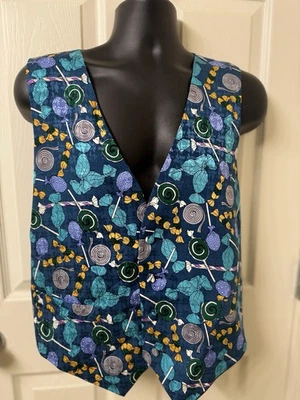Vintage Expression For Men's Candy Print Vest Black Multicolor Theme Size L - Image 1 of 4