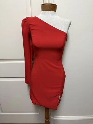 Nuevo Mini Vestido Michael Costello X Revolve Talla XS Rojo Un Hombro Fiesta de Vacaciones Foto 1 de 4