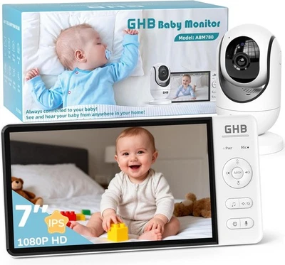 GHB Babyphone Sorveglianza con Telecamera 7 Pollici 1080P IPS Schermo 5000 mAh - Immagine 1 di 4