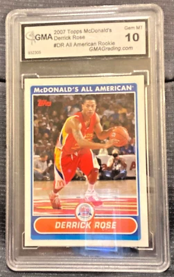 Derrick Rose GMA GEM Como Nuevo 10 2007 Topps McDonald's All American #DR Novato RC Foto 1 de 2