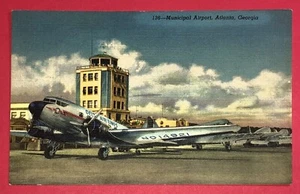 Postkarte Atlanta Georgia Municipal Airport Delta Air Lines Flugzeugkontrollturm - Bild 1 von 2