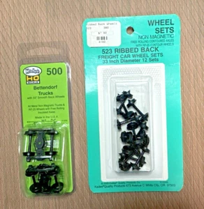 HO Kadees 500 Bettendorf Trucks + 523 Ribbed Back Wheel Sets - Both NEW - Picture 1 of 4