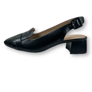 Rockport 8.5 Woven Leather Slingback Block Heel Preppy Contemporary Academia - Picture 1 of 11