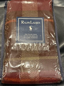 RALPH LAUREN HighGate Plaid Wool Burgundy Multicolor KING Size PILLOW SHAM NIP - Picture 1 of 7