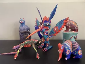 Oaxaca Oaxacan Holzschnitzerei Sammlung Skulpturen Lot Tiere Künstler bemalt - Bild 1 von 23