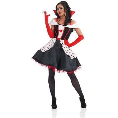 FUNSHACK Rot Herzkönigin Kostüm Damen Herzdame Queen Kleid Karneval Faschingskostüme
