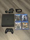 500Gb Sony Playstation 4 Slim Console   Black And 4 Games Controller And Cables