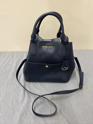 Michael Kors 2 LOOKS Greenwich Saffiano Leather Large Tote Handbag Navy Charity - Image 1 of 4