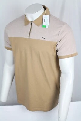 Guess Jeans Men's Polo Shirt Harmin Zip Johnny Short Sleeve Toasted Taupe - Image 1 of 4