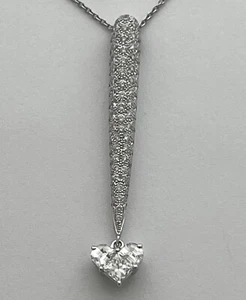 AUTHENTIC LADY HEART  DIAMOND PENDANT 18K,  1.09 CAR DIAM, APPR. RET USD $6,200 - Picture 1 of 13