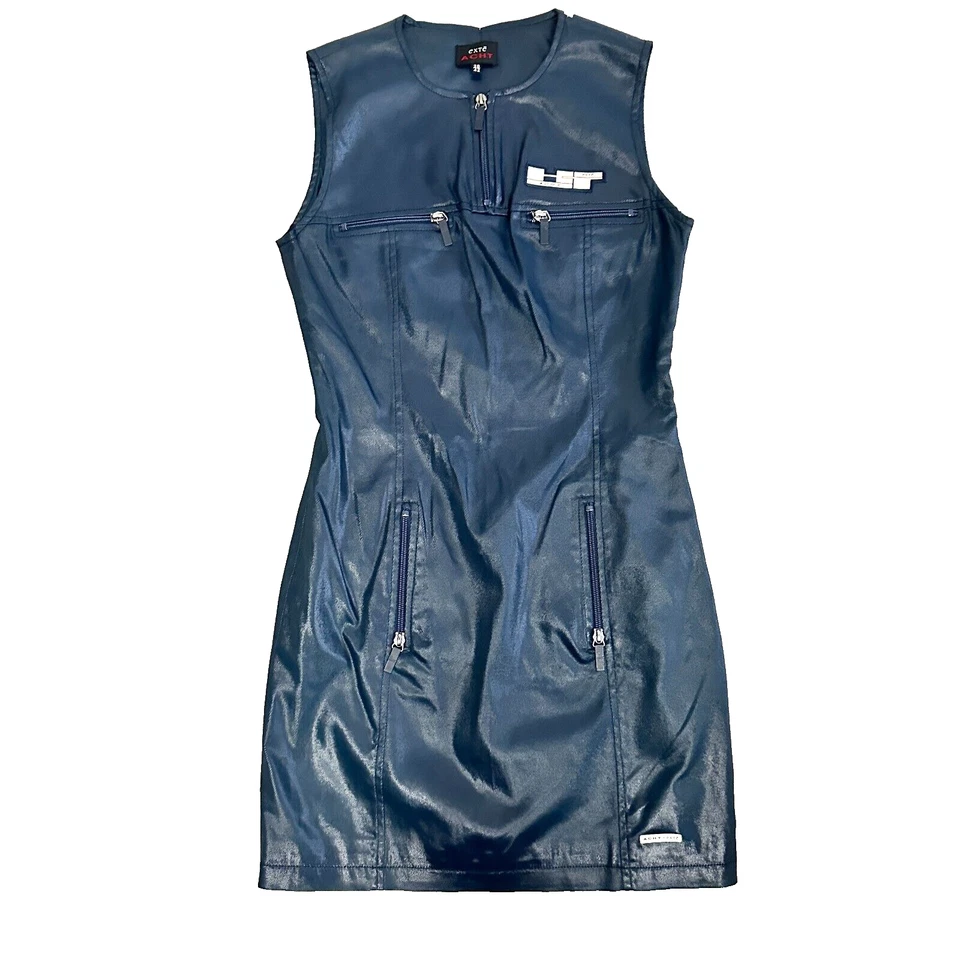 Vestido Exte Acht para mujer pequeño recubierto cremallera mosca hecho en Italia recubierto de tela de aceite Foto 1 de 4
