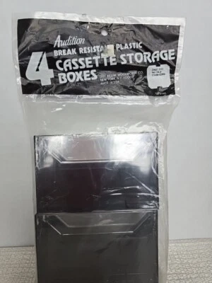 Cajas de almacenamiento de casete de plástico Audition vintage estuche NUEVO WoolWorth paquete de 4 Foto 1 de 4