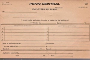PENN CENTRAL BID PAD NYCS G-48 2-68 - Picture 1 of 2