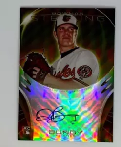 DYLAN BUNDY AUTO 07/50 RC 2013 BOWMAN STERLING GOLD REFRACTOR BALTIMORE ORIOLES - Picture 1 of 2