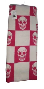 Made in Portugal Docofil Throw Blanket Skulls Pink White Checkered Halloween NWT - Picture 1 of 3
