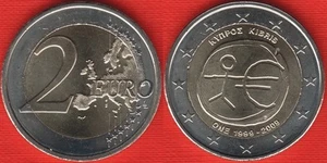 Cyprus 2 euro 2009 "EMU - Introduction of the Euro" BiMetallic UNC - Picture 1 of 1
