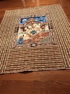 NATIVE AMERICAN INDIAN QUILT THROW HANDMADE Brown Stripe 63” By 72” - Picture 1 of 2