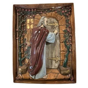 VTG Jesus Knocking Standing at the Door Religious 3D Chalkware Wall Plaque Art - Picture 1 of 12