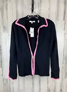 Maglione cardigan donna Vertigo Paris nero rosa caldo perline taglia S nuovo con etichetta - Foto 1 di 4
