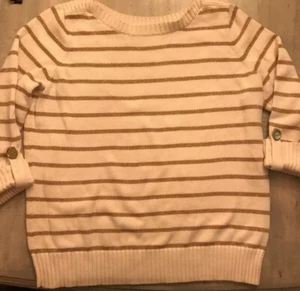 Jones New York Sweater Gold / Beige Beautiful Sweater Striped - Picture 1 of 5