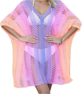 Women's Swimsuit Cover-up Crochet Cut-Out Gradient Bikini Beach Skirt SeeThrough - Picture 1 of 8