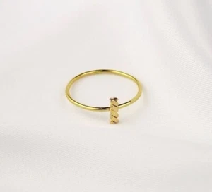 Bar Ring, Gold Bar Ring, Gold Ring, Simple Gold Ring, Delicate Ring, Thin Ring - Picture 1 of 5