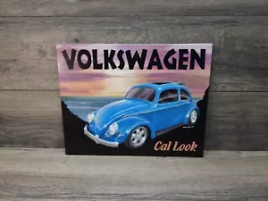 Volkswagen VW Beetle Cal Look Surf California Metal Sign Garage Shop Poster Vtg - Picture 1 of 7